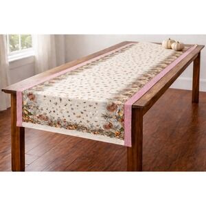 Springs Industries Harvest Toile Wide Thanksgiving Tablecloth Turkey Red Gingham